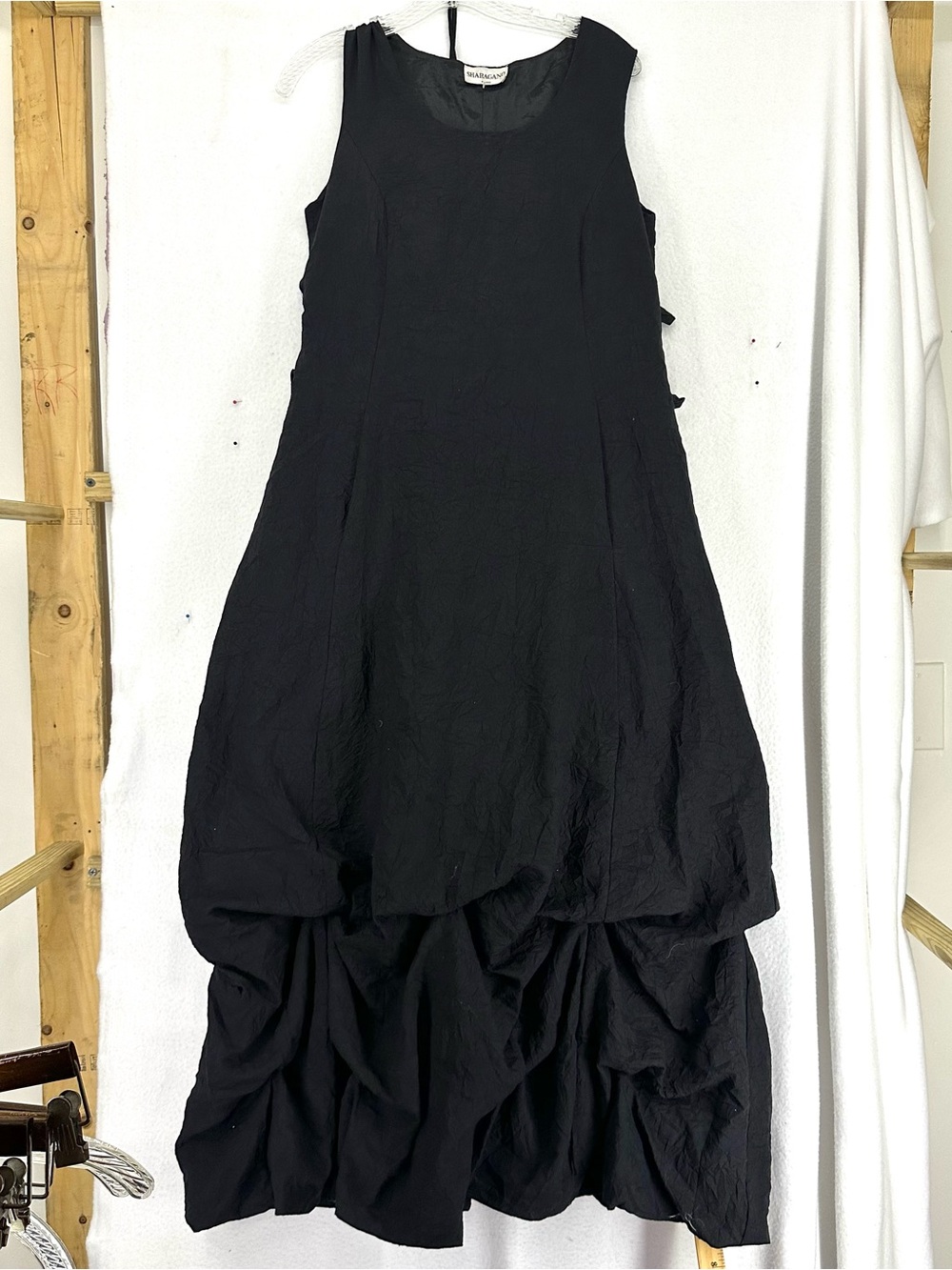 Sharagano Paris Women’s Small Black Balloon Hem Sleeveless Maxi Dress Y2K